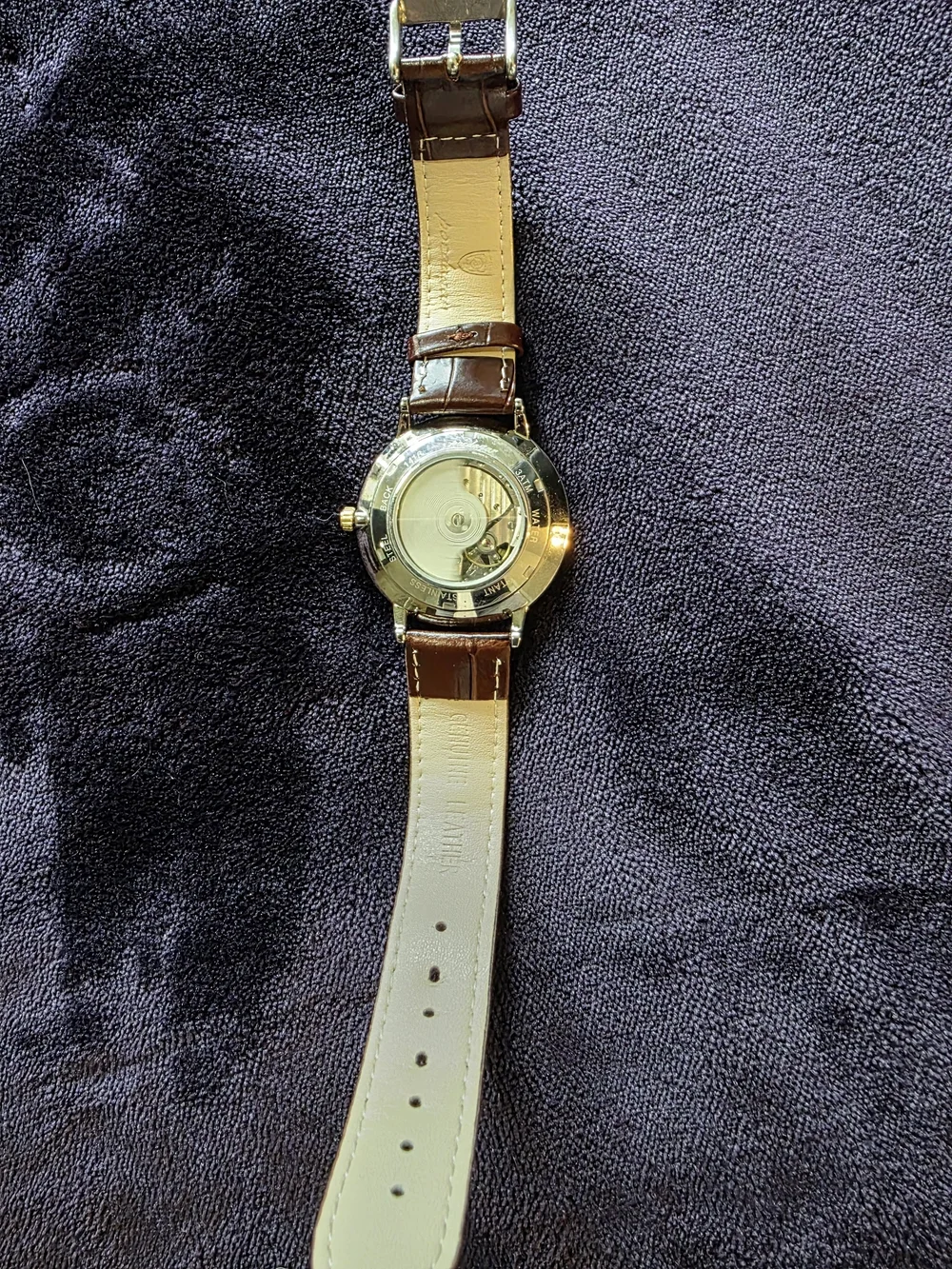 Jaragar Men’s Automatic Mechanical Open Heart Watch Gold Dial Brown Leather